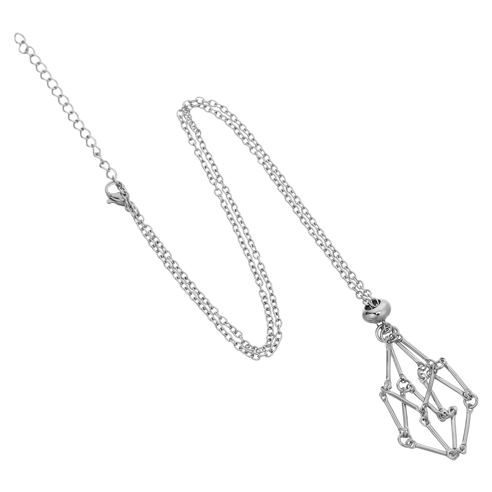 Crystal Pendant Necklace Natural Stone - Ожерелье-держатель для кристаллов из нержавеющей стали,
