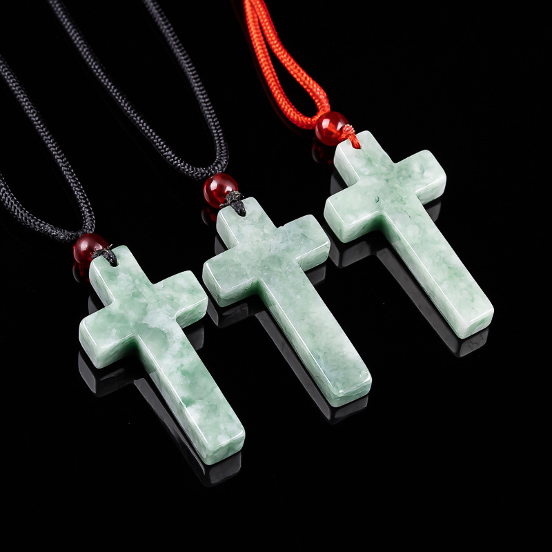 Necklaces - Мьянманский жадеитовый крест, кулон, ожерелье, бирманский