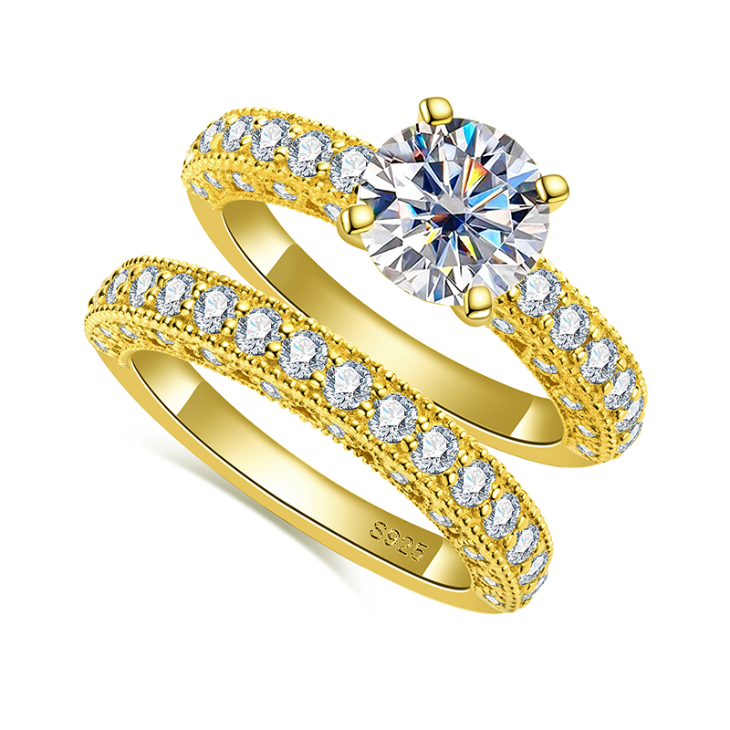 Moissanite Engagement Ring 1 Carat - Комплект колец для женщин из стерлингового