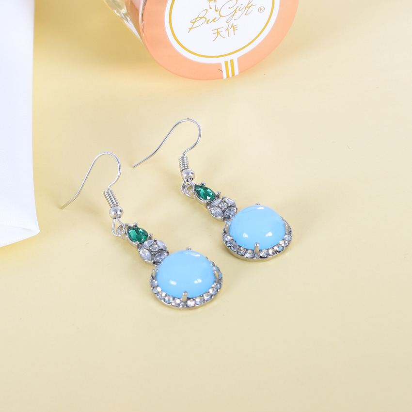 Earrings - Серьги из синего натурального нефрита, винтажный