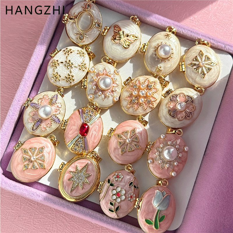 Heart Locket Necklace Photo - HangZhi эмаль романтический розовый белый жемчужный